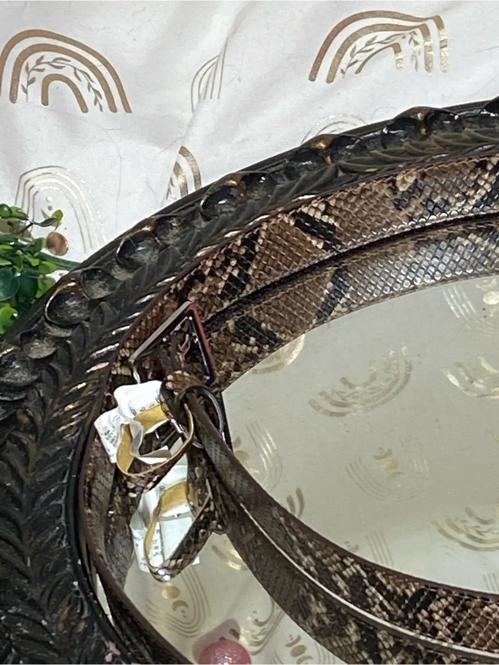 Target Brown Snake-Print Women's Belt with Gold Buckle